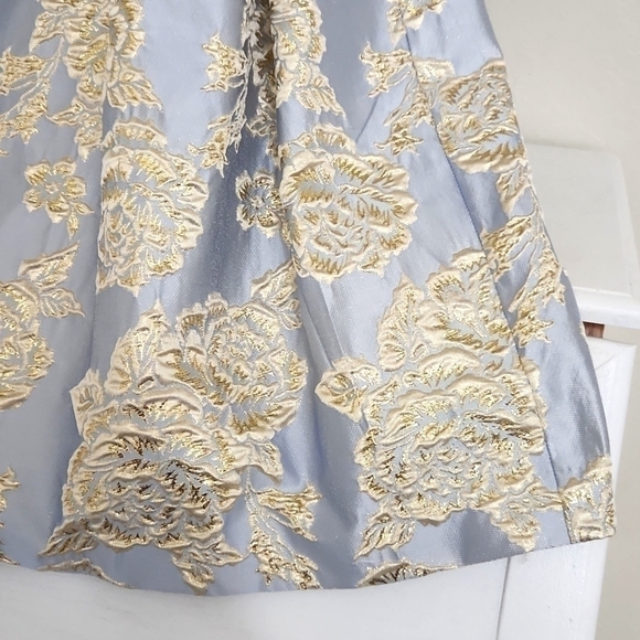 Metallic Golden Floral Dress Size 4 Formal Wedding Guest Party Prom - Picture 6 of 15